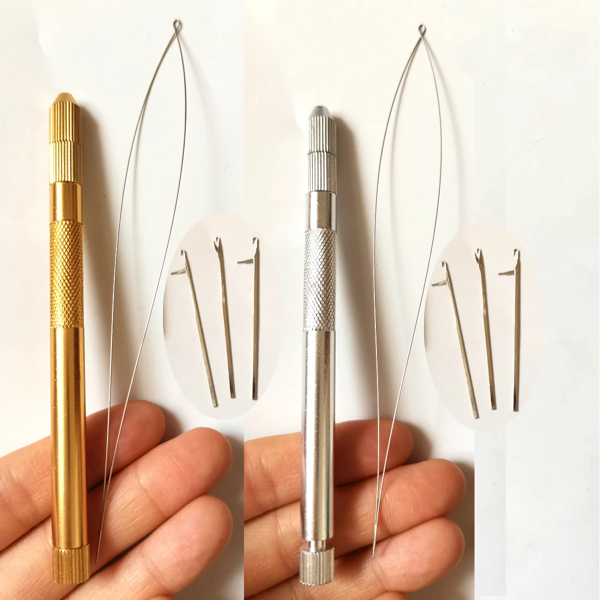 1Kit Alloy Hook Needle Wig Making Tools Ventilation Needles For Lace Wigs Micro Ring Hair Crochet Needles 3 Hook + 1 Loop