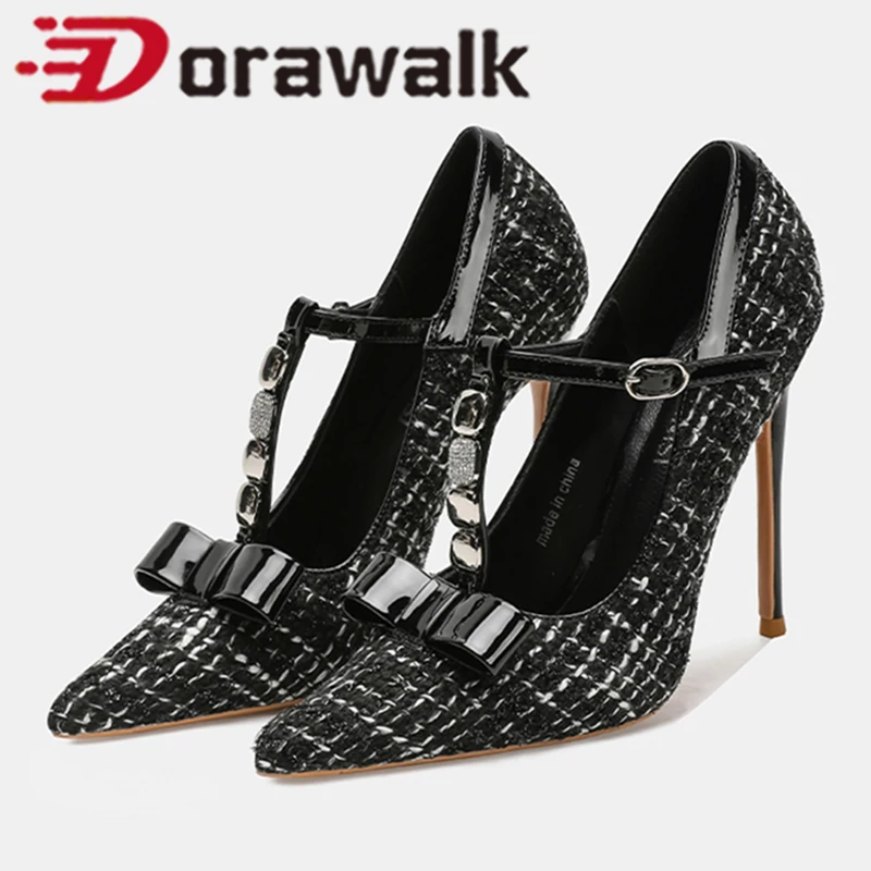 

NEWLY Дизайнерские модные туфли-лодочки Сексуальные офисные женские туфли на высоком каблуке с бантом 12 см Черные туфли с острым носком Wokr OL Dress Show Shoes Plus Size