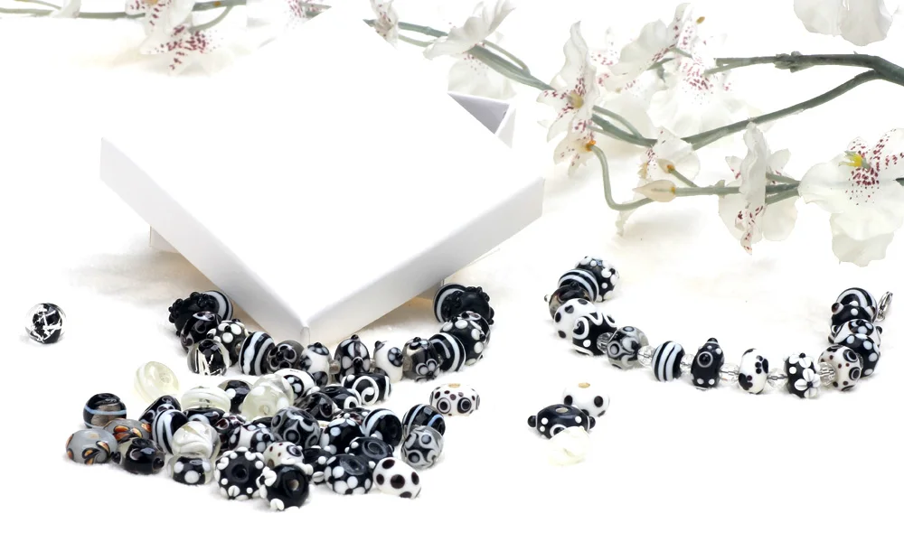 Black Color Series 2/4/6PCS/LOT Mixed Style Handmade Lampwork Glass Beads For Crafts Charm Bracelets/Earring DIY Jewelry Making