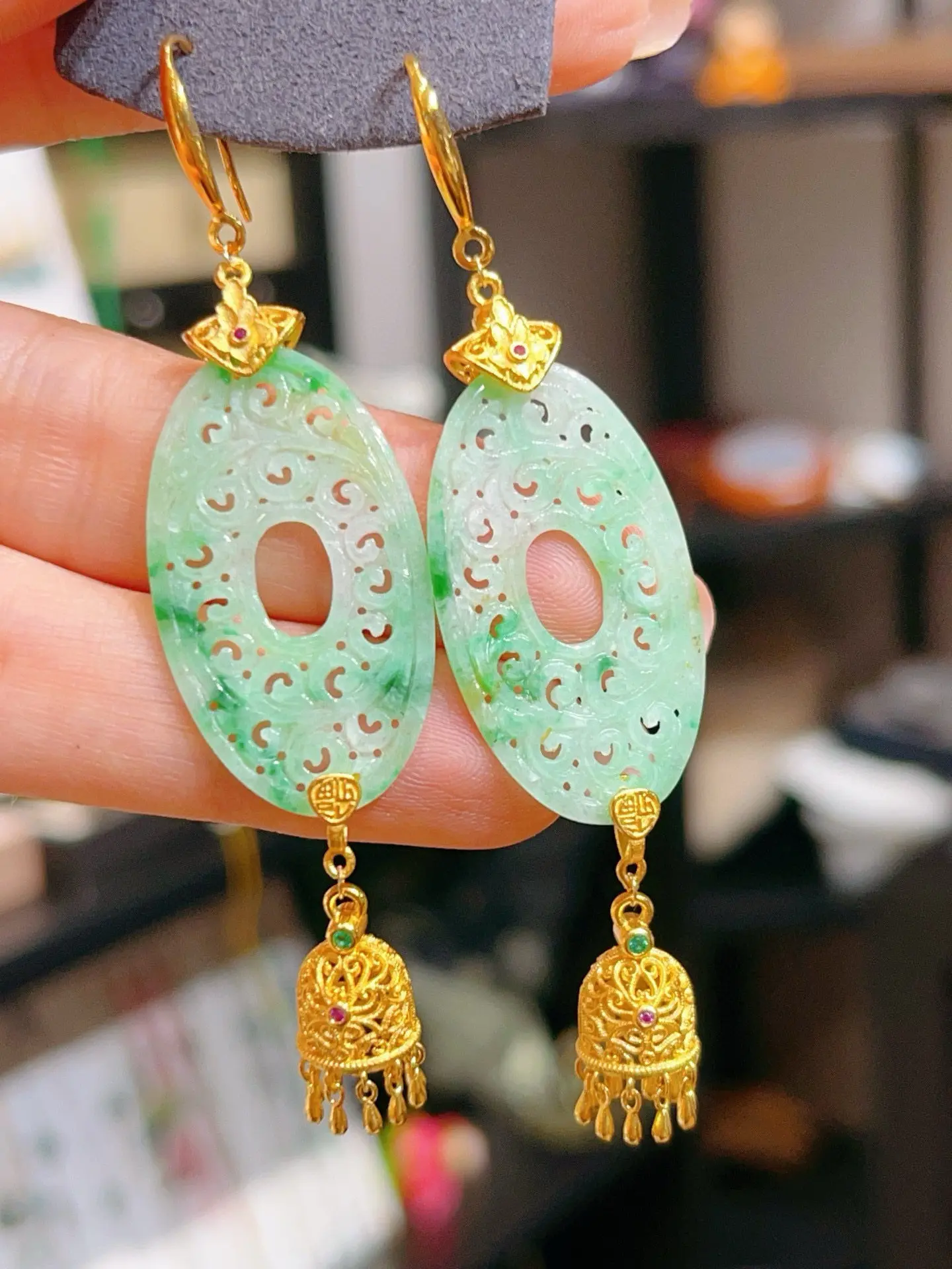 

Серьги из натурального нефрита Lucky Plaque класса A, позолоченные 925, винтажные китайские элегантные ювелирные изделия, подарок