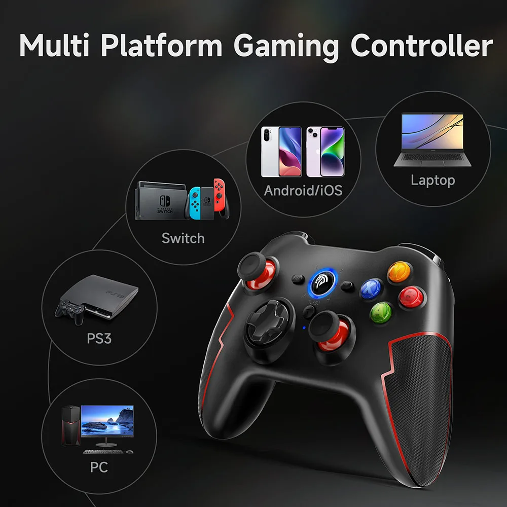 Kontroler do gier EasySMX 9013 Pro Bluetooth, bezprzewodowy gamepad Joystick do komputera PC, PS3, telefonu iOS/Android, Smart TV, wyzwalacze hali