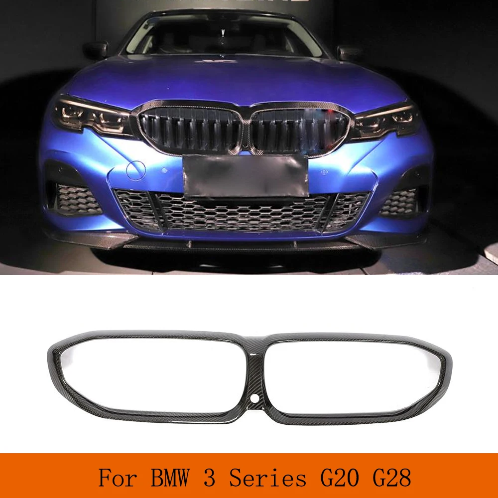 For BMW 3 Series G20 G28 320i 330i 340i 2019 2020 Auto Racing Front Trim Dry Carbon Fiber Car Front Kidney Grill Grille Frame