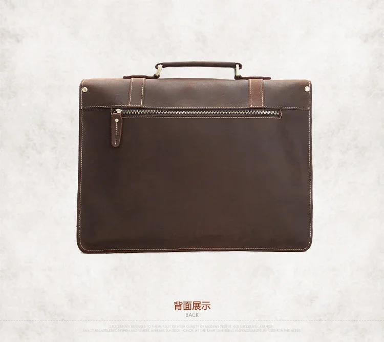 Vintage Crazy horse Genuine Leather men Briefcase Business bag Men Leather briefcase laptop Bag male Tote Handbag Shoulder bag