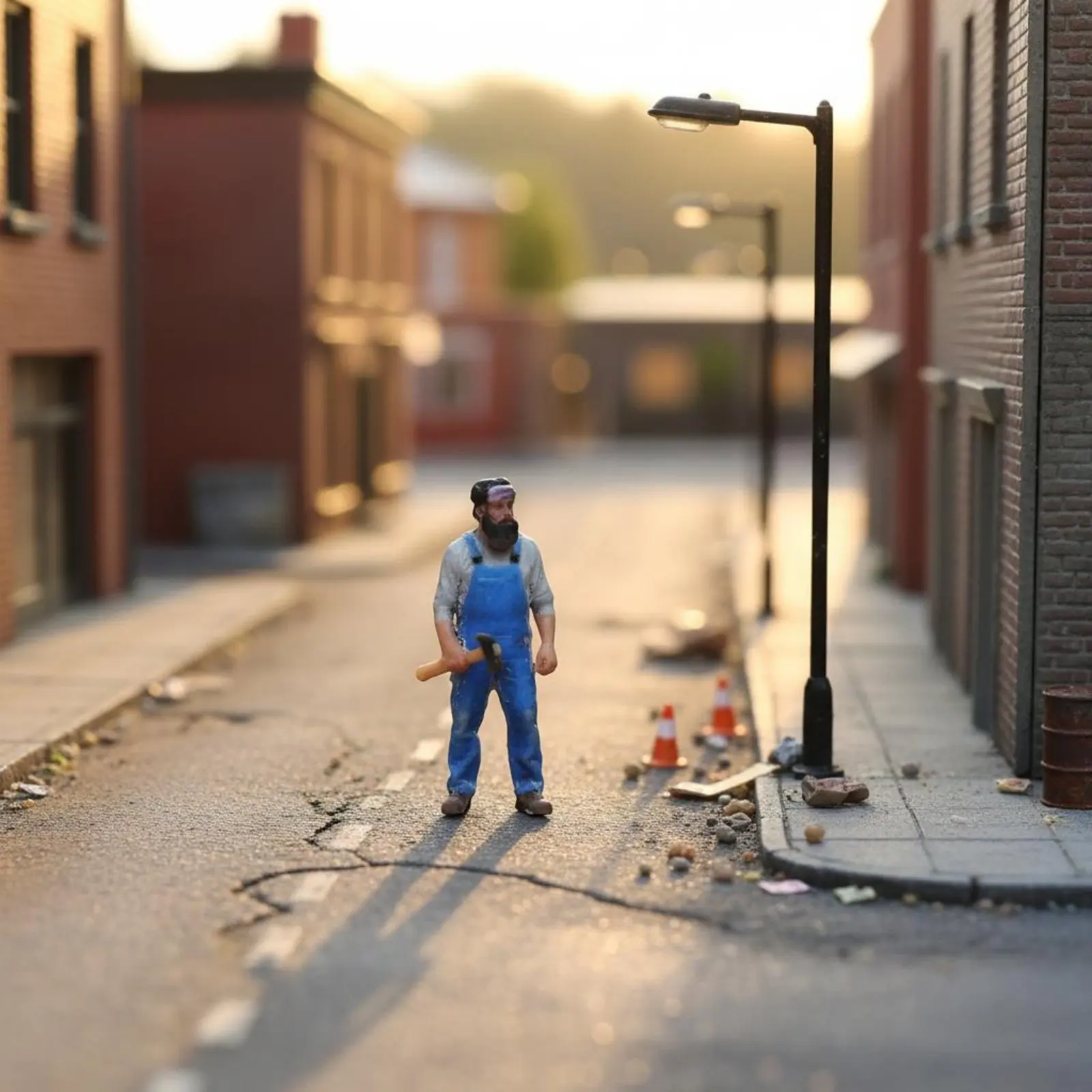 

Фигурка рабочего в масштабе 1:64, высокодетализированная, миниатюрная, в комбинезоне, с молотком, ручная роспись, для диорам