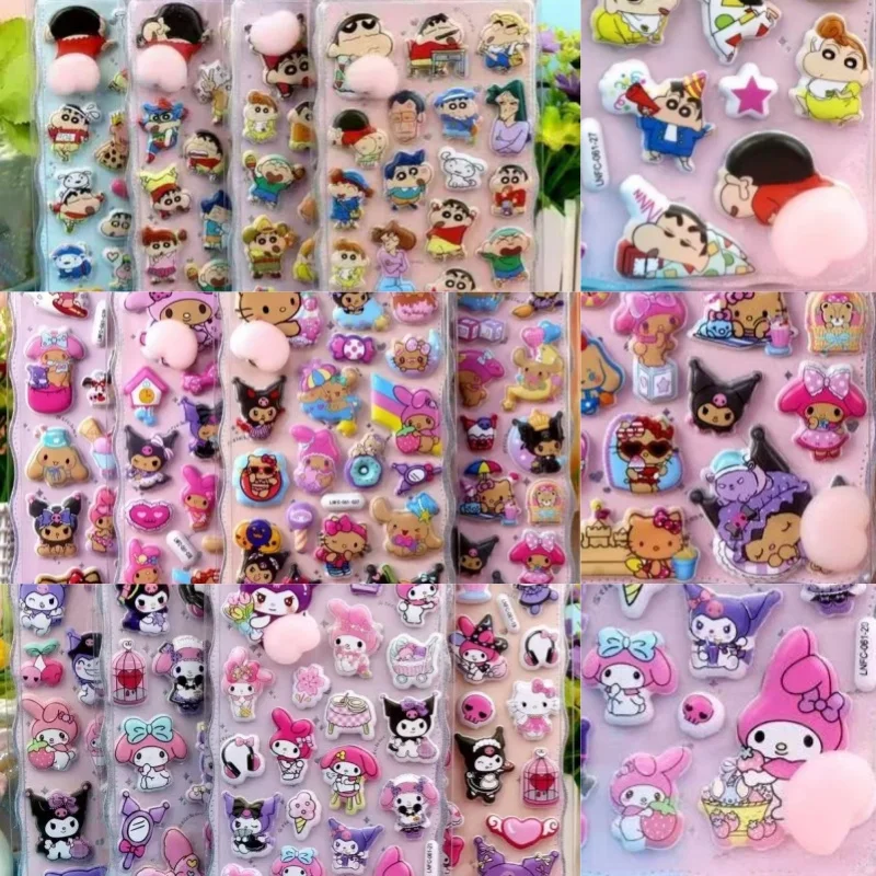 

4psc Cute Cartoon Soft 3D Butt Stress Relief Stickers Hello Kitty Kuromi Theme DIY Scrapbook Cup Phone Case Notebook Decoration