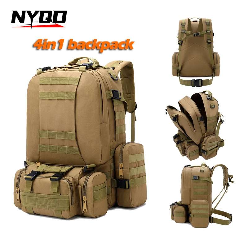 Camouflage Hiking Tactical Combo Bag Men Mountaineering Large Combo Camping Travel Bag Mens Oxford Cloth Outdoor Backpack