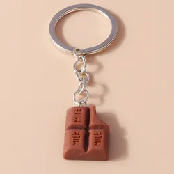 Aihua Lovely Resin Dessert Food Keychain For Women Bag Decoration Creative Simulation Chocolate Key Ring Girl Handmade Gifts