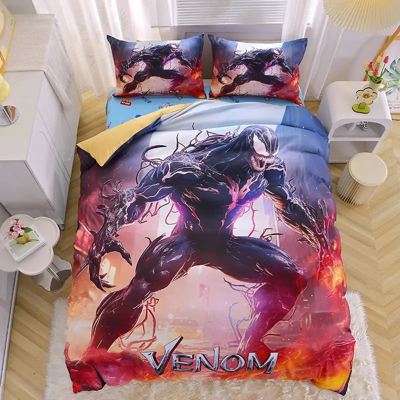 Marvel Black Panther Bed Covers Bedding Set,Venom Spiderman Cover Modern Printed 3-Piece Set 1 Bed Cover,Birthday Gifts