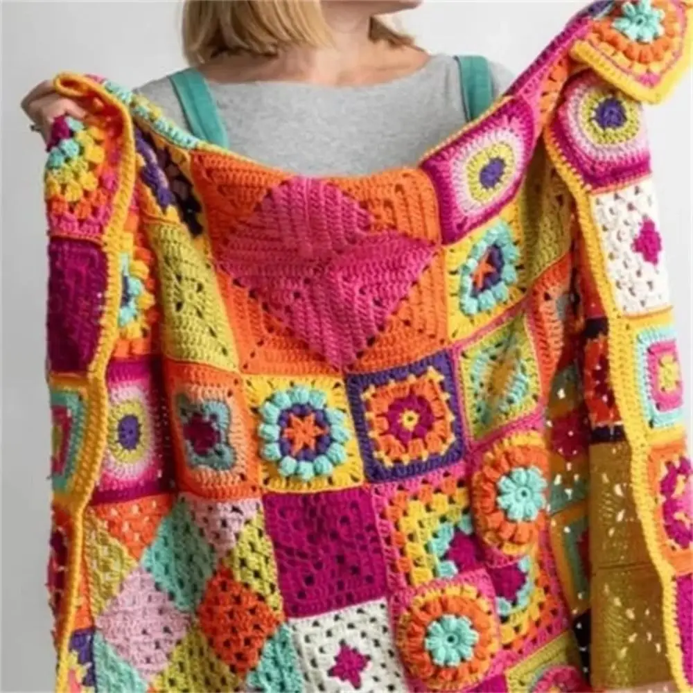 Embroidery Thread Knitted Pattern Cards Set Wrapping DIY Granny Square Card Deck Braided Rope Mix Match Designs Knitting Kit