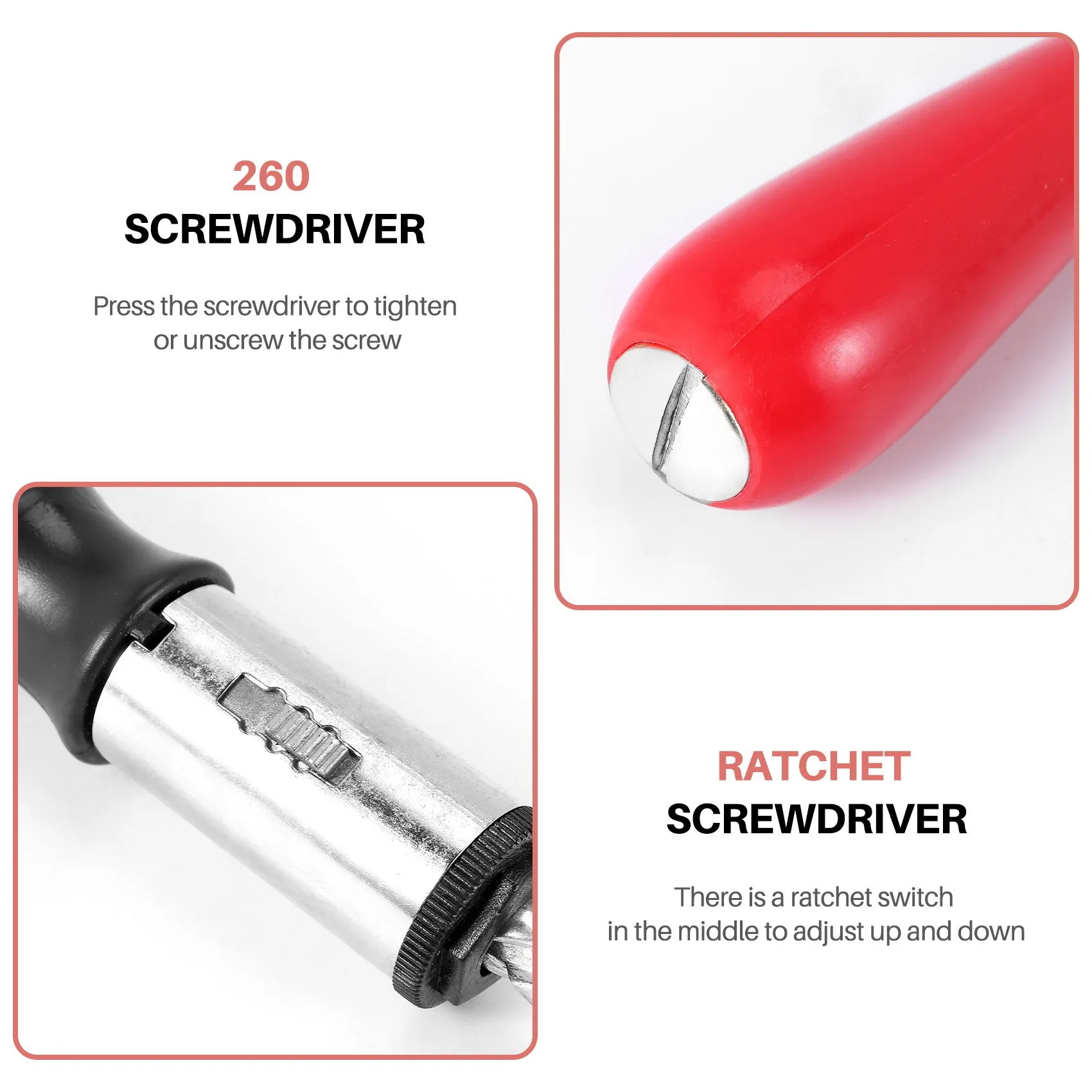 Chave de fenda espiral b23b 260mm, pressão manual, chave de fenda catraca com fenda e pontas de chave de fenda phillips