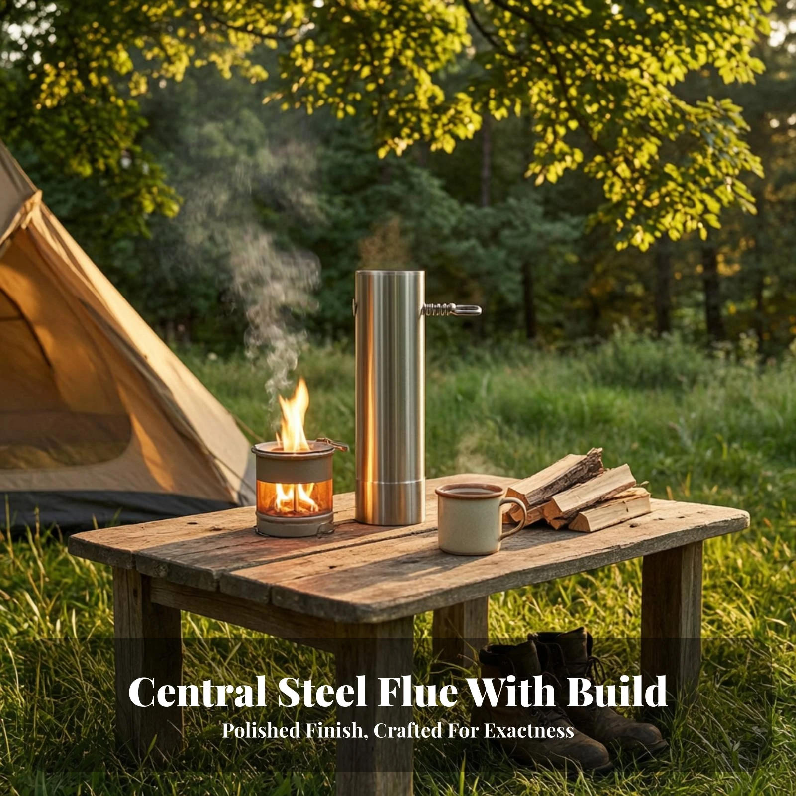 Chimney Pipe with Pull Loop Stainless Steel Adjustable Flue Pipe Hardware High Temperature Resistant Backpacking for Campers