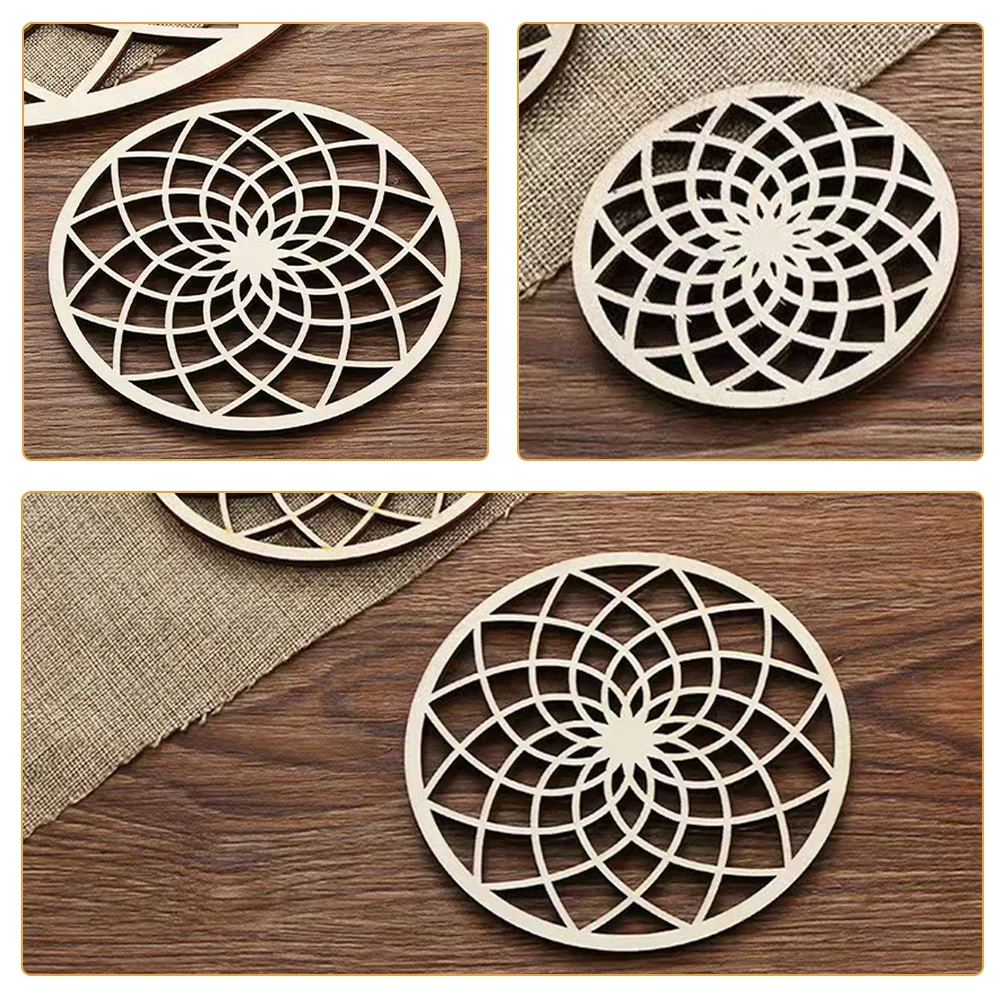 

10pcs Wooden Coaster Mat Heat Resistant Trivet For Hot Pots Bowls Non-Slip Countertop Protection Hollow Design Kitchen Accessory