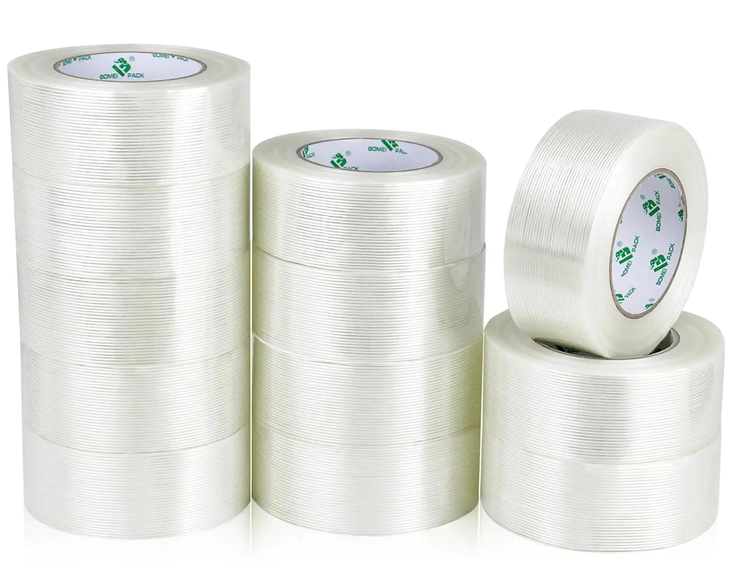 

12PACK Strapping Tape 2Inch, Heavy Duty Fiberglass Reinforced Packing Tape, 5.5Mil x 60Yds