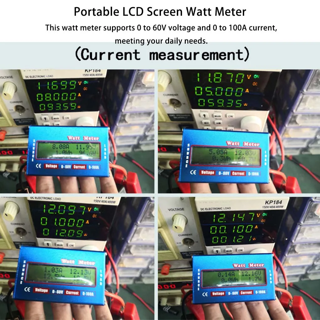 Digital Display Battery Power Current Analyzer Portable Watt Meter High Accuracy 60V 100A Checker Measuring Instrument