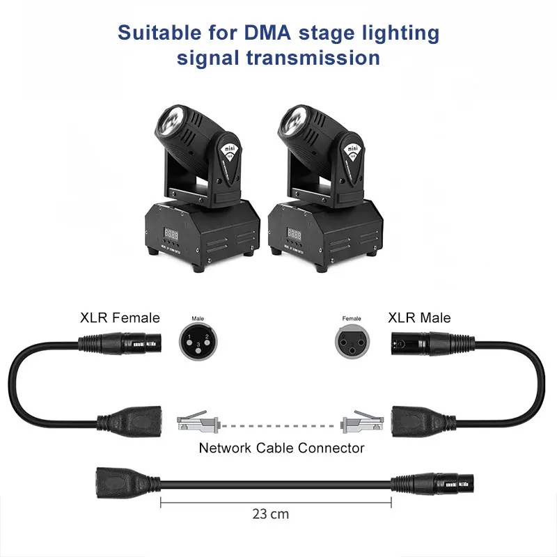 Canon para RJ45 Cabo Ethernet, Luz e Áudio Sinal de Conversão, Linha de Extensão, 3 Core, Ethernet Port Adapter, 3Pin