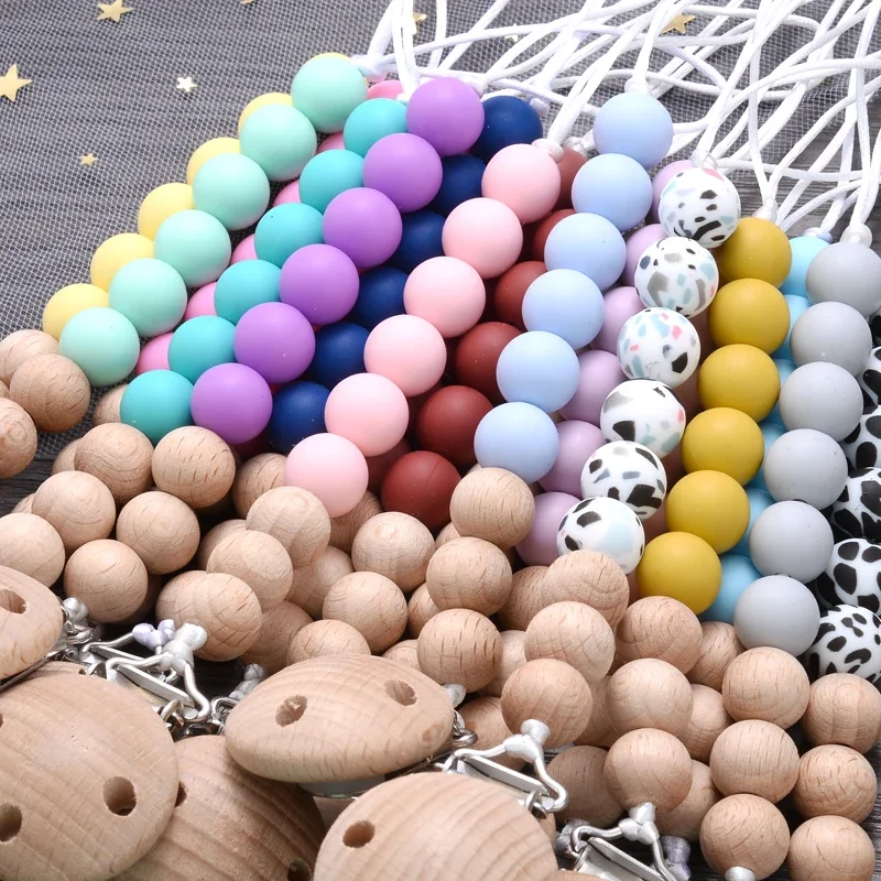 Baby Anti-drop Chain Pacifier Clips Silicone Beads Infant Nipple Appease Soother Chain Clips Dummy Holder Nipple Clip