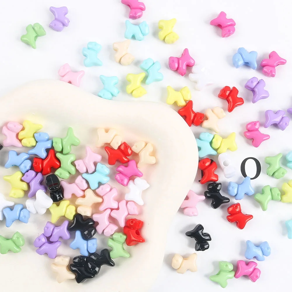50pcs Cartoon Animal Dog Plastic Beads Pendant Loose Spacer Beads DIY Necklace Bracelet Keychain Jewelry Accessories