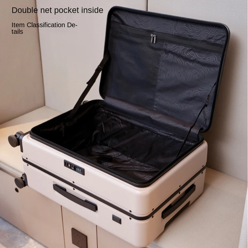 الراقية الأمتعة 20 بوصة الصعود صندوق سستة الموسعة الأسطوانة حقيبة سفر الألومنيوم الإطار 24 بوصة الأمتعة مع حامل هاتف #4