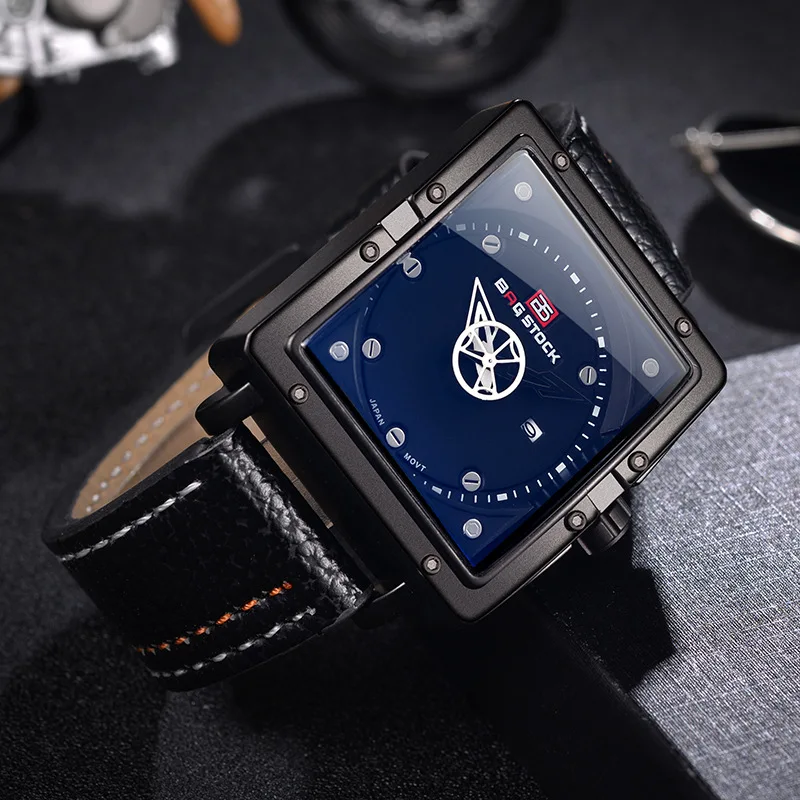 UTHAI CQ220 New Fashion Men\'s Watch Square Bergstein Belt Waterproof Calendar Leisure Quartz Watch for Men