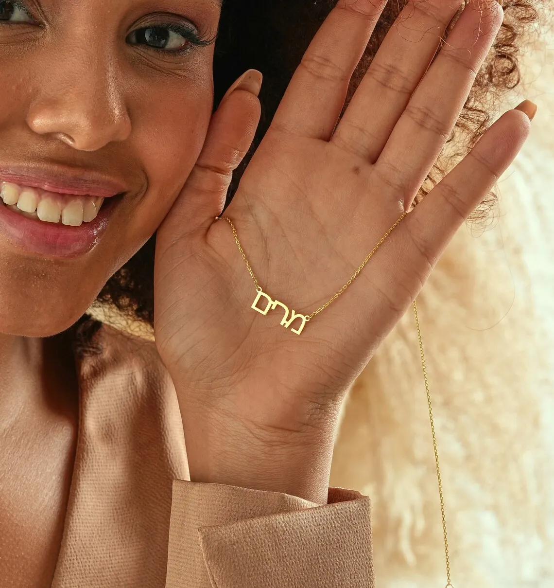 Jewish Ethnic Custom Hebrew Name Necklace Personalized Jewelry Stainless Steel Nameplate Pendant Necklace Friendship Gifts