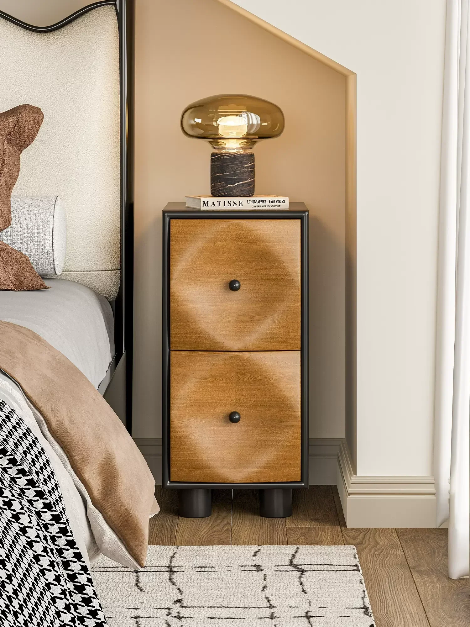 

Nordic retro bedside table household bedroom ultra-narrow storage bedside table