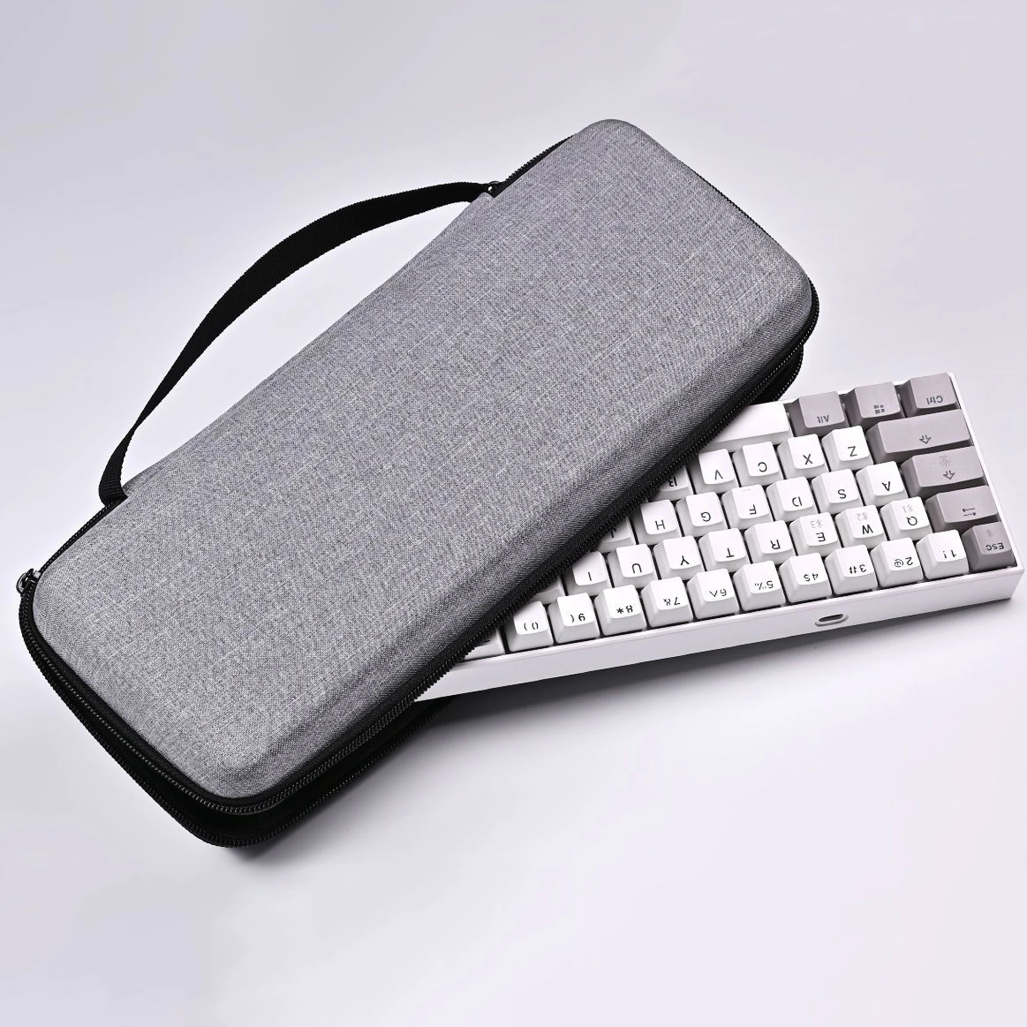 EVA Gray Hard Keyboard Mouse Storage Case Shock Absorption Waterproof Protective Bag for Magnetic Switch Mechanical Keyboard