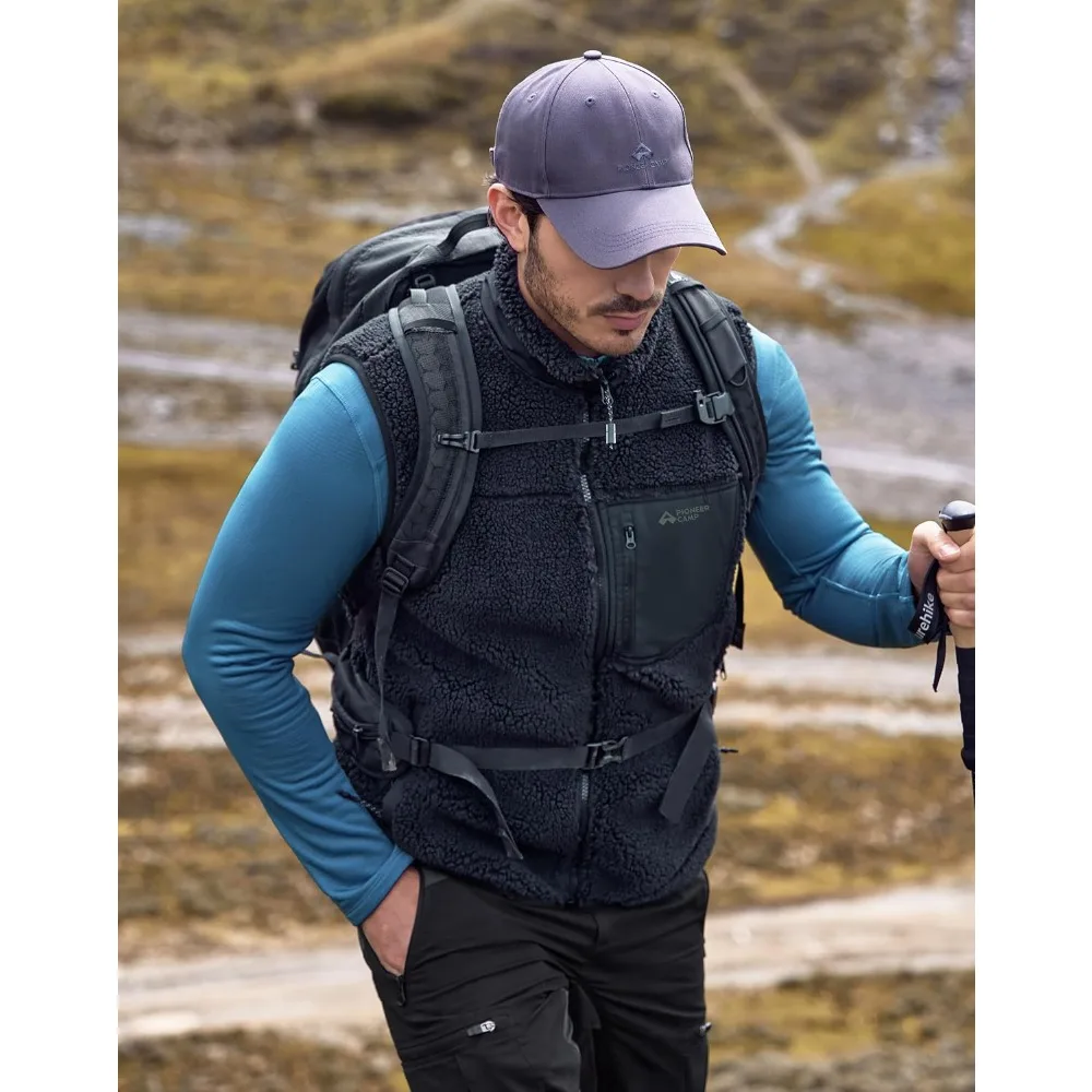Pioneer Camp Men's Sherpa Fleece Vest Full Zip Up Winter Outerwear Vests Heavyweight Warm Cozy Fuzzy with Zipper Pockets