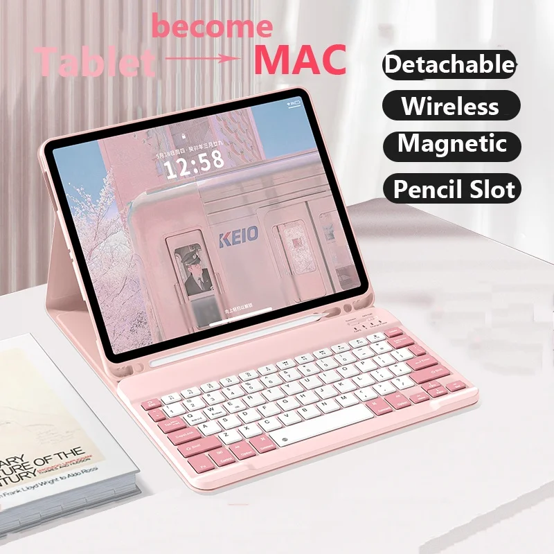 Magnetic Cover Magic Case for Redmi Pad SE 11inch 2023 Wireless Bluetooth Keyboard  with Keyboard + Case Built in Pen Slot