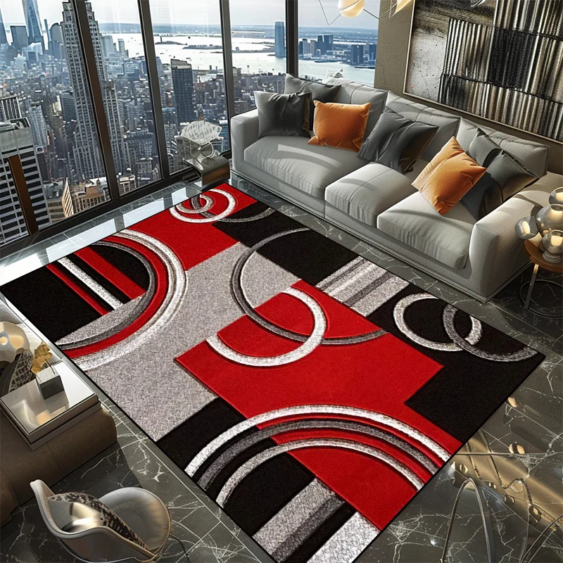 Modern Geometric Carpet Living Room Decoration Home Washable Large Non-slip Rug Bedroom Floor Mats Big Size Flannel Customizable