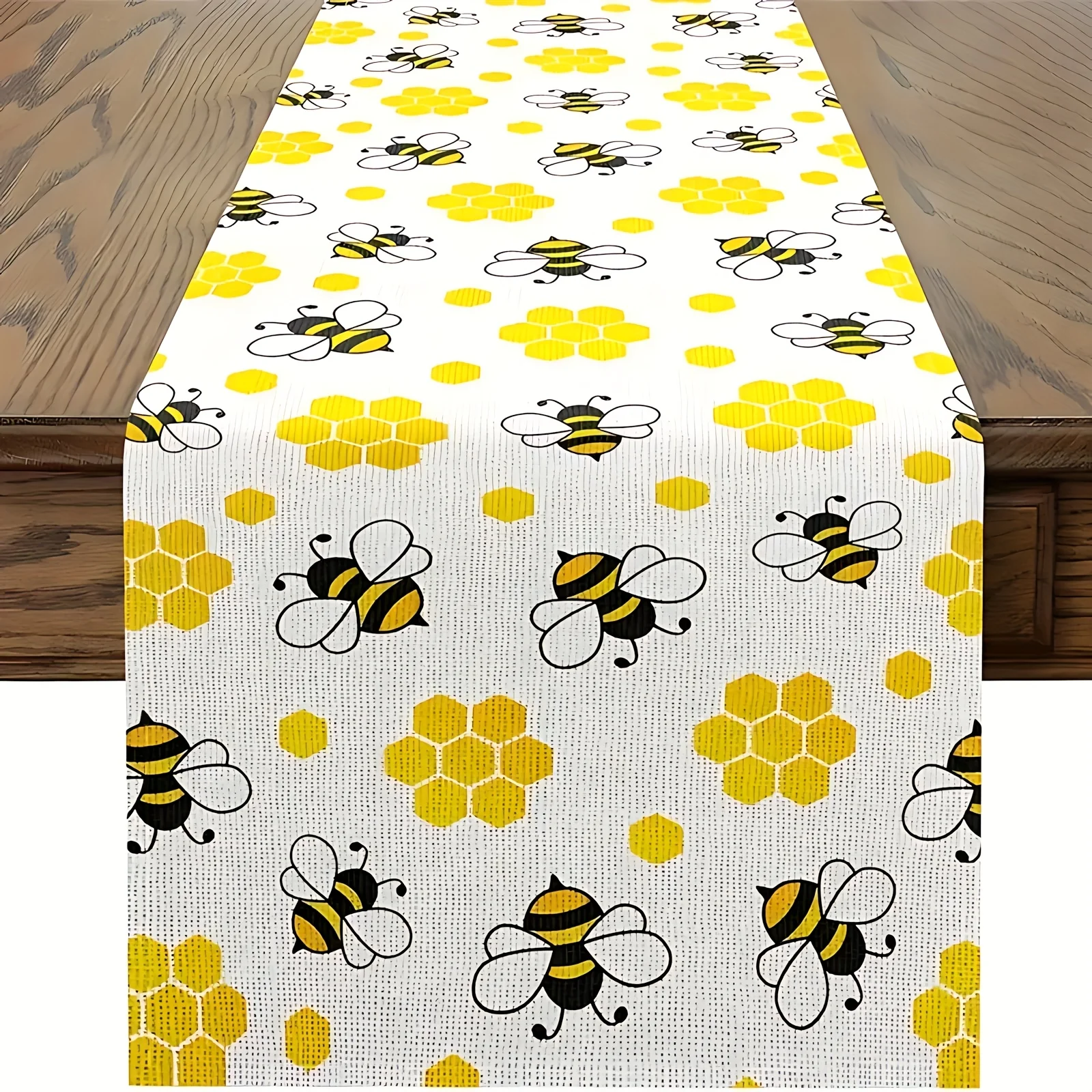 

Vibrant Bee & Honeycomb Table Runner | Black & Yellow Pattern | Ideal for Summer Dining, Living Room & Bedroom Home Accent Decor