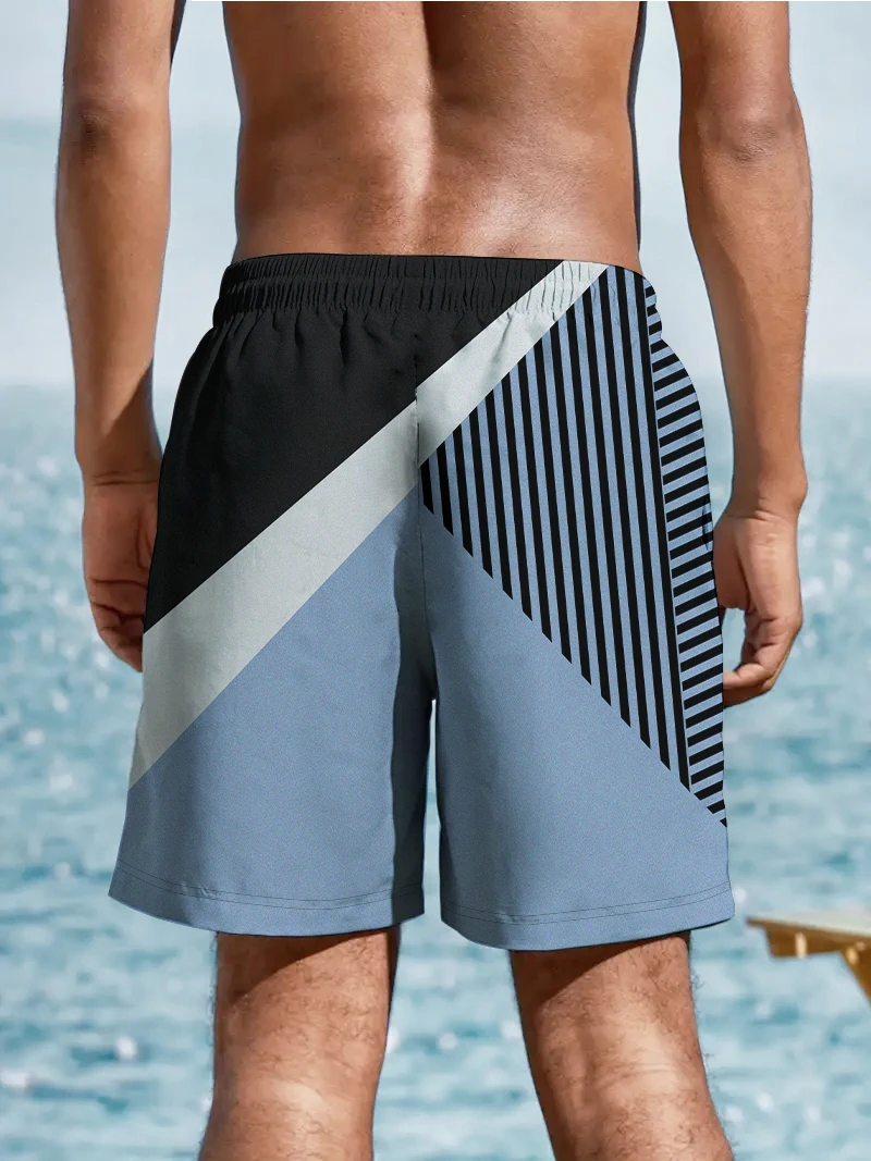 Pantalones cortos con estampado Digital 3d para hombre, Shorts holgados, cómodos e informales, con costuras geométricas, para playa y verano