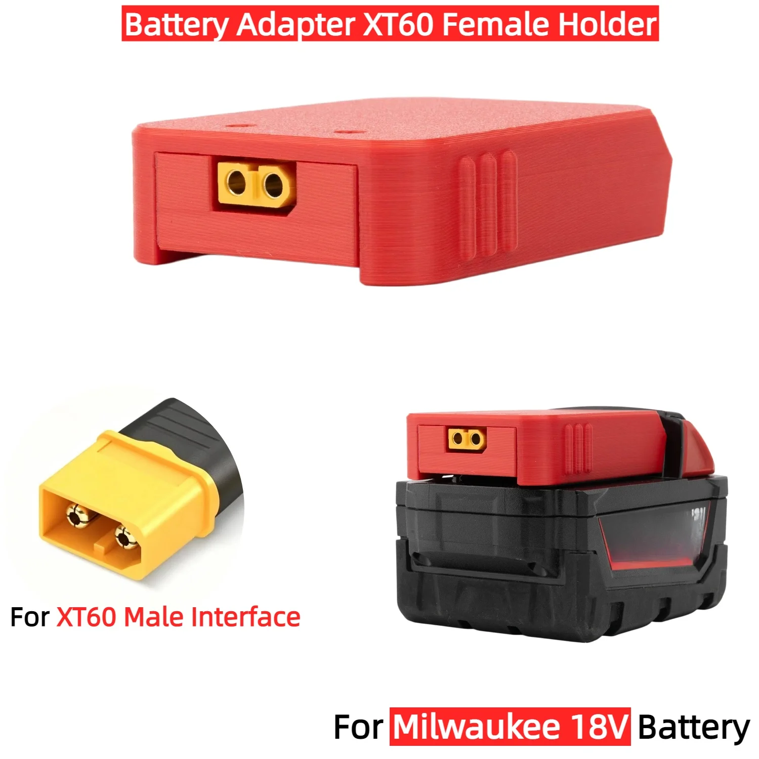 

Адаптер-переходник XT60 (гнездо) для литий-ионных аккумуляторов Milwaukee 18В на XT60 (штекер) для инструментов модификации DIY-оборудования 20В