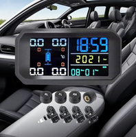 Solar Power  Tire Pressure Sensor Pressure Gauge Digital Display Car Tire Pressure Monitor System Alarm Temperature Warning
