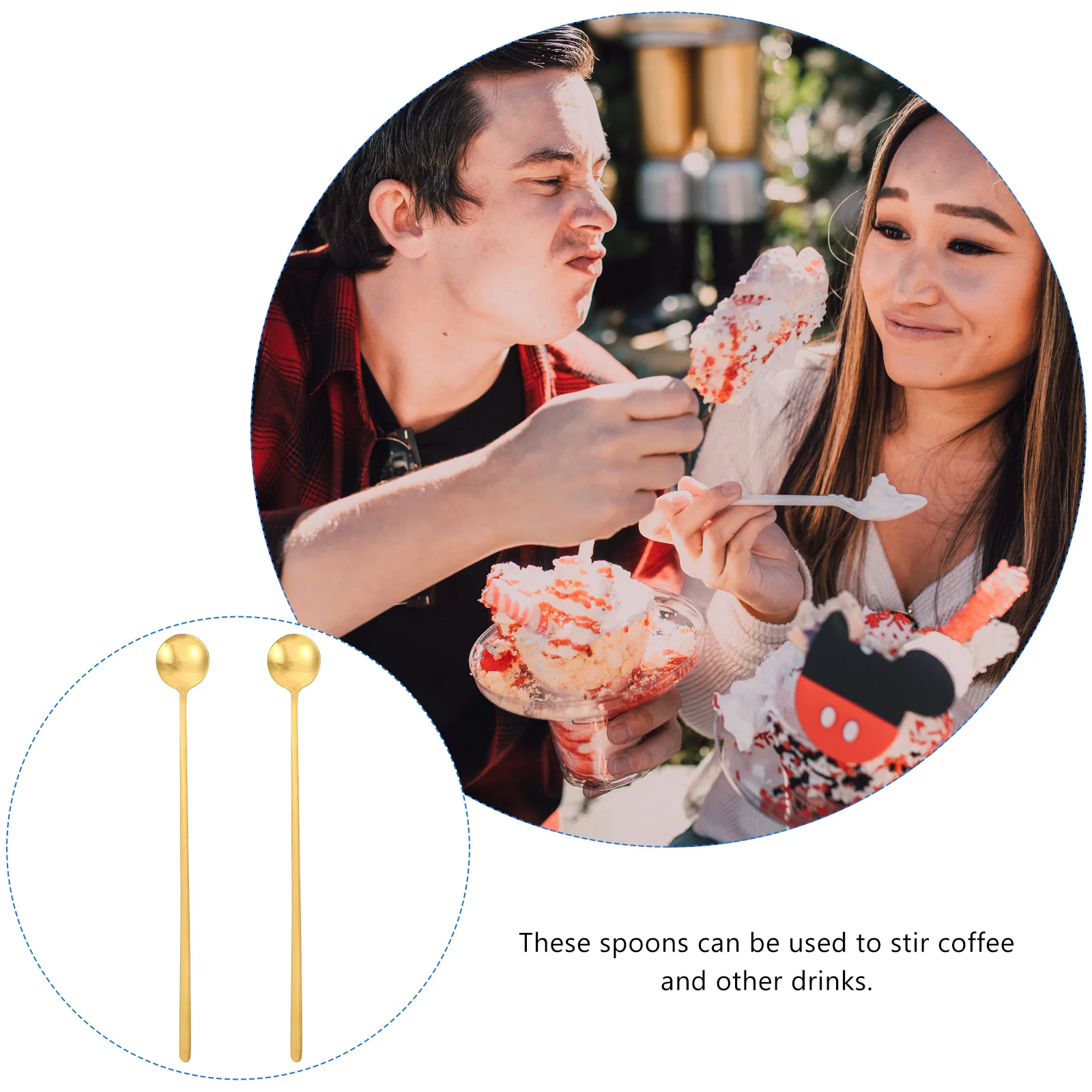 

2Pcs Coffee Stirring Spoons Stainless Steel Long Handle for Ice Tea Cake Yogurt Ice Cream Stirring Spoon