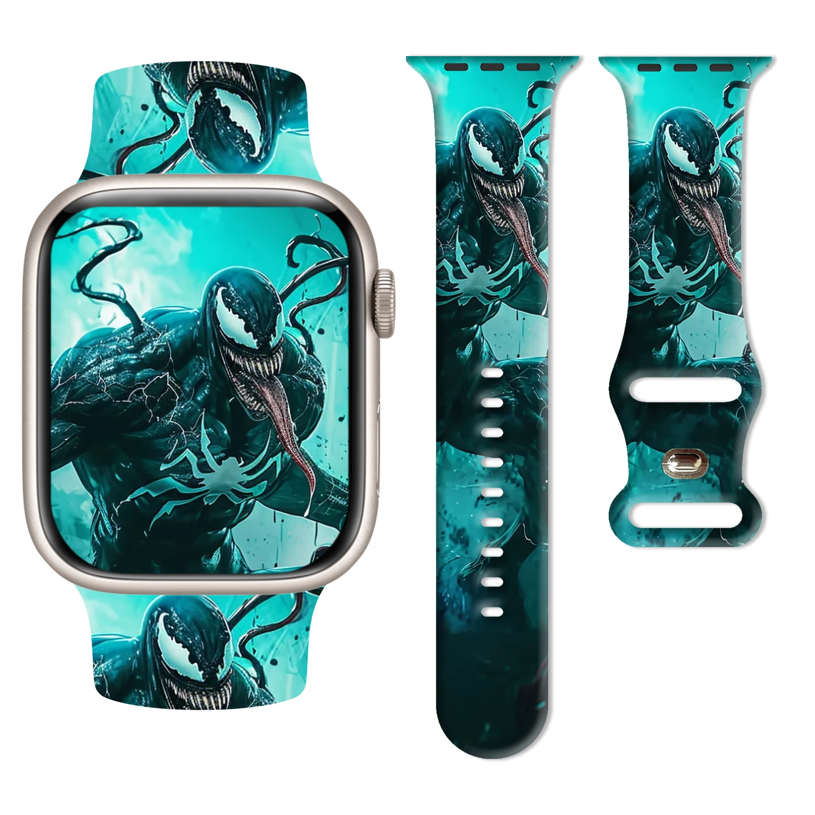 Venom Series Printed Strap for Apple Watch 11 10 9 8 Silicone Band Replaceable Watchband for iWatch 49mm 46mm 44mm 42mm Bracelet