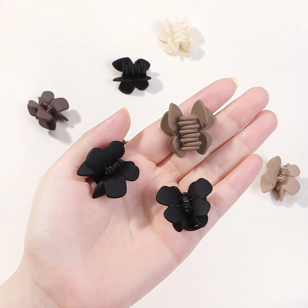 6 Pcs Small Mini Butterfly Claw Clips Women Girls,Nonslip Beige, Khaki, Brown, Black Jaw Clips for Thin Thick Hair accesorios