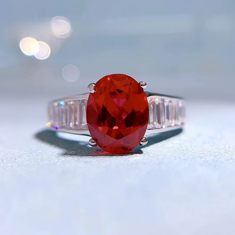 Shop 2023 New S925 Silver 7 * 9 Oval Pigeon Blood Red Ring with European and American Ins Style Fashion Versatile