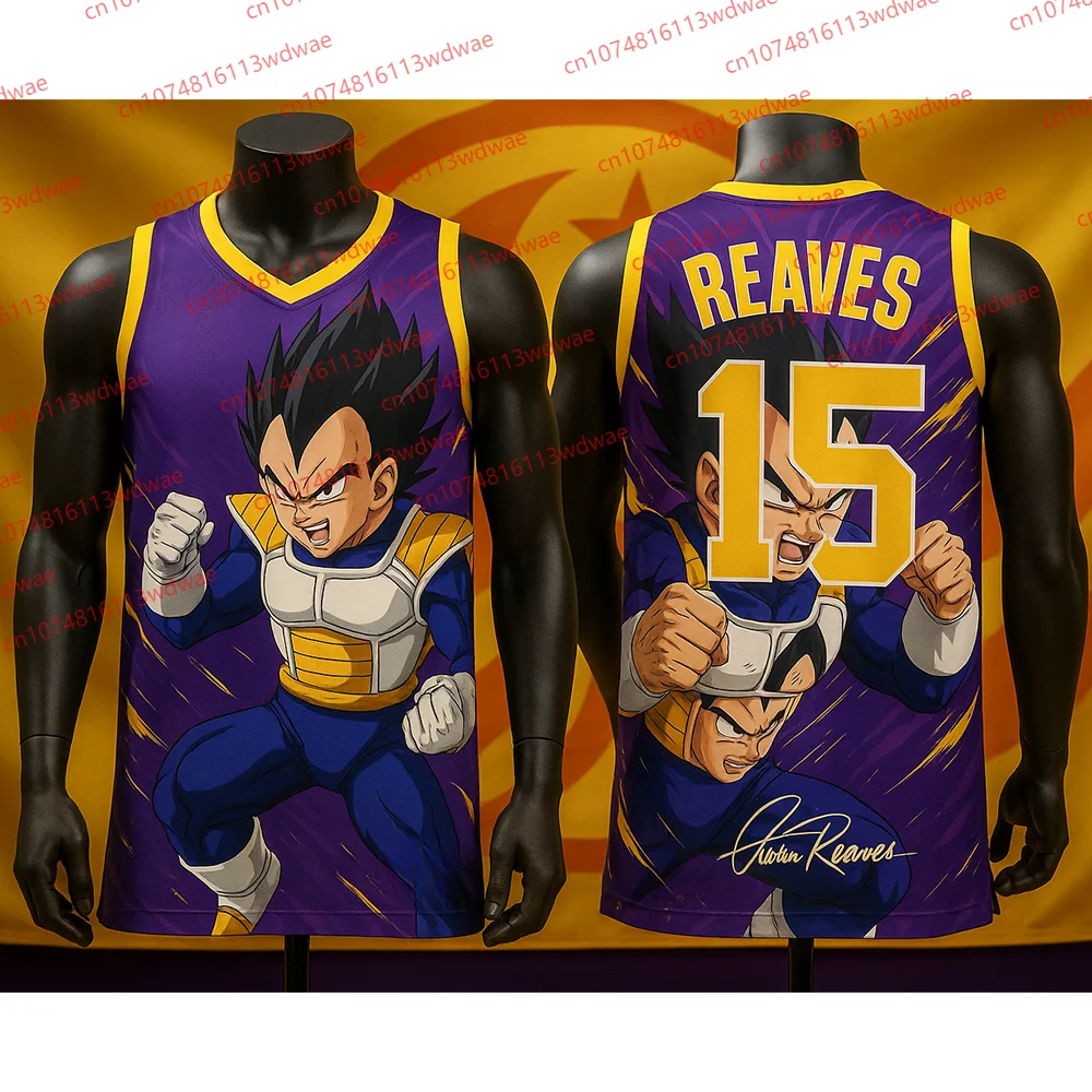 Hot Sale American Basketball Vest Dragon Ball Vegeta Men Basketball Jersey Austin Rivers 15 Jersey Kit KID Fans Basketball Vest