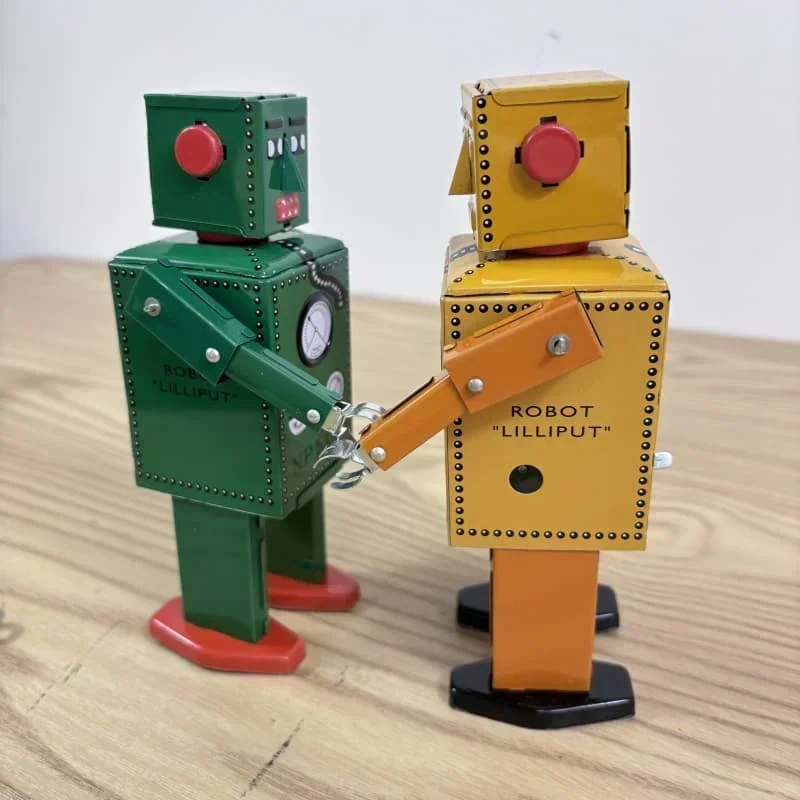 [Divertente] Collezione per adulti Giocattolo retrò a carica Barattolo di metallo Il robot giallo Giocattolo meccanico Figure giocattolo a orologeria modello regalo per bambini