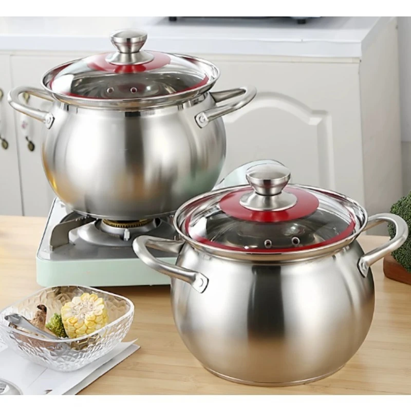 Large Capacity Stainless Steel Soup Pot with Lid, Thickened Version, Suitable for Induction Cooker
