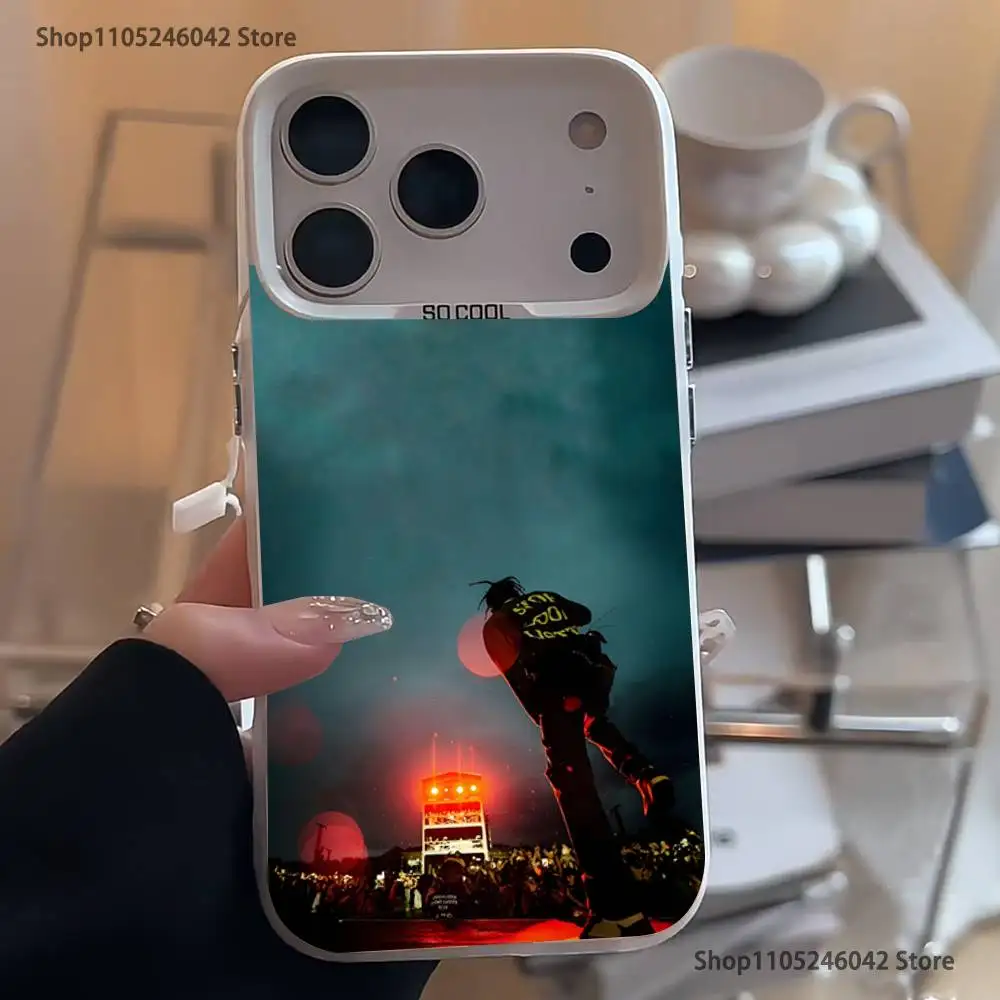 C-Cactus J-Jack Travis Scott Branco Matte Capa de telefone à prova de choque para iPhone 17,16,15,14,13,12,11,Pro,XS,Max,Plus,Mini,SE4,E