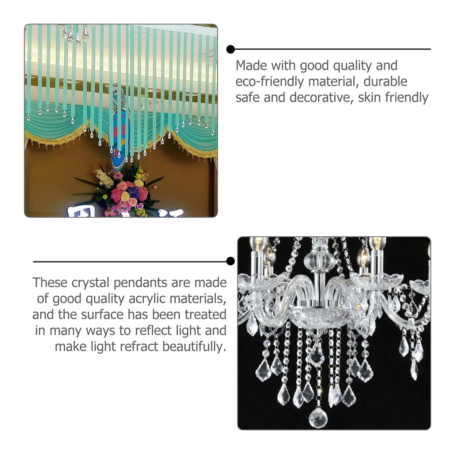 

71Pcs Acrylic Crystal Pendants Teardrop Prisms Clear Sparkling DIY Hanging Decor for Living Room Bar Hotel Lobby Xmas