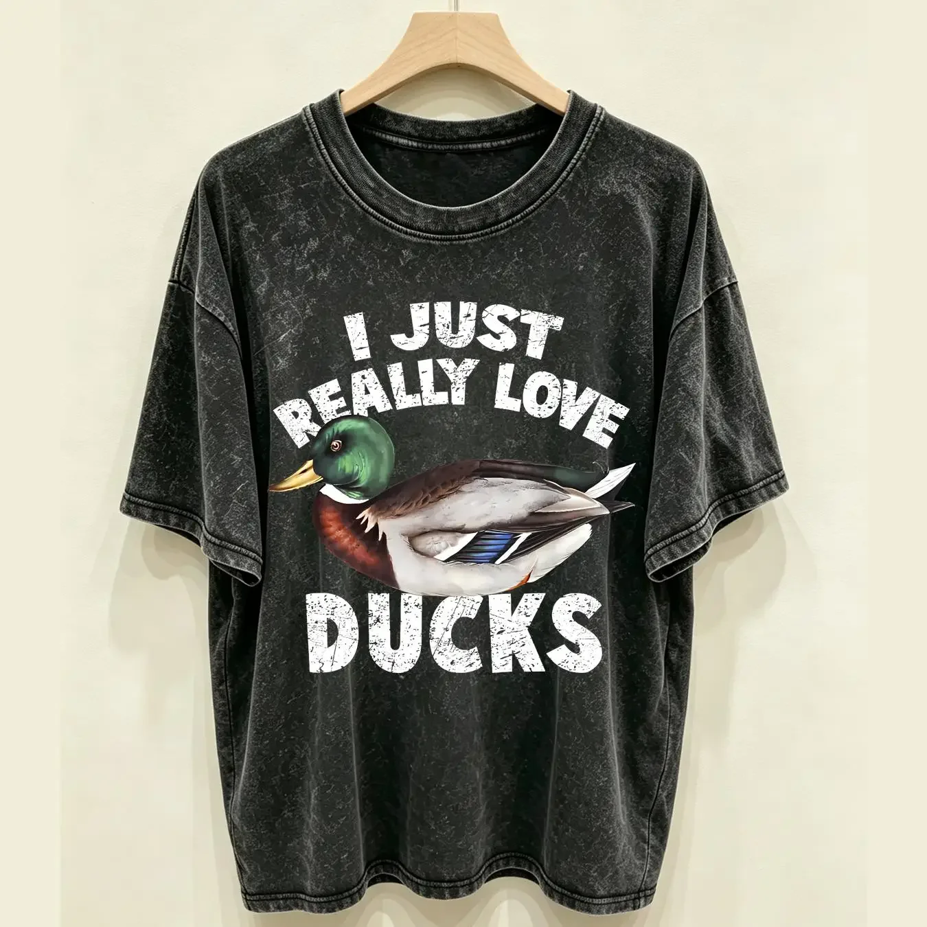 washed T Shirt I Just Really Love Ducks Cute Mallard Duck long or short sleeves vintage Washed homme Soft Stylish Comfortable