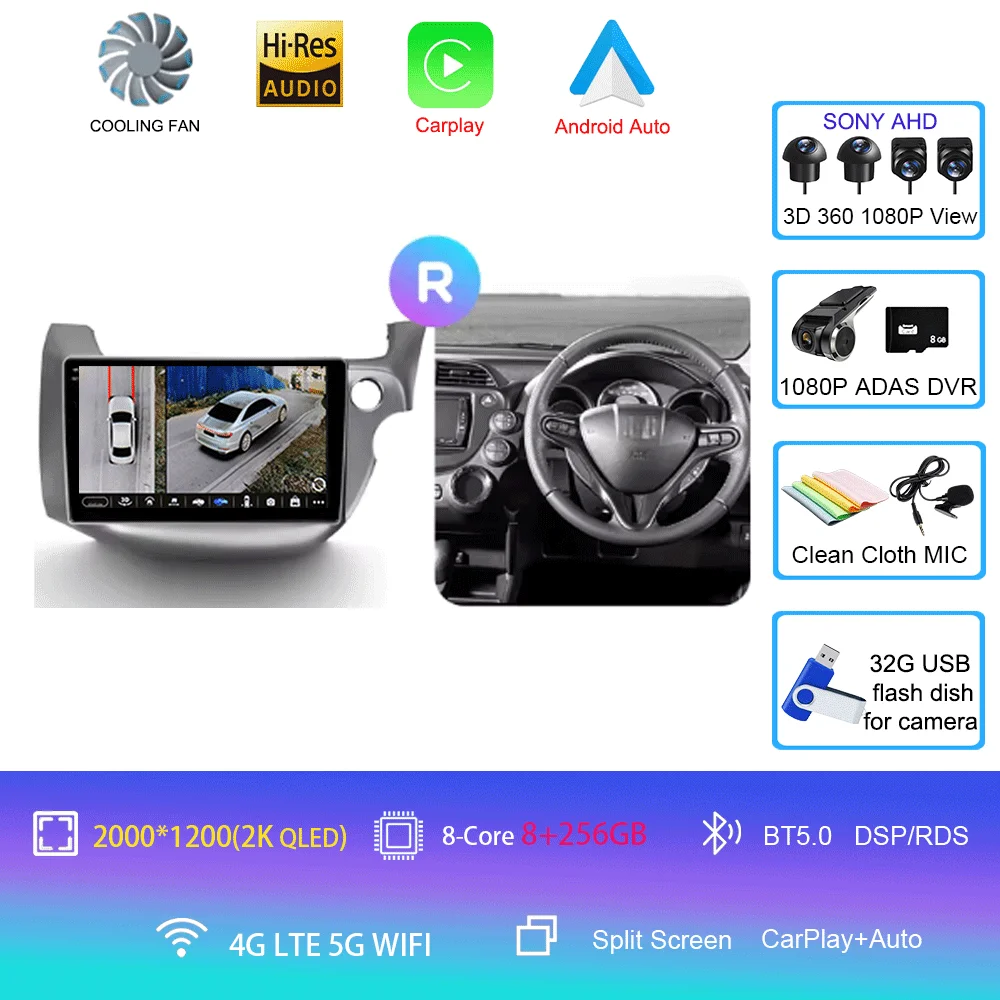 For Honda Jazz 2 GG 2008 - 2014 Fit 2 GE GP GE 2007 - 2014 GPS Car Radio Navigation Multimedia Video Player Stereo BT Android 16 image 3