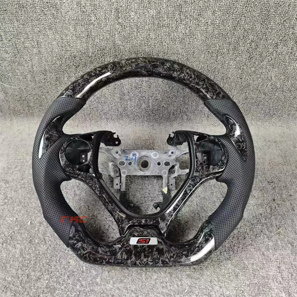 

Customized black Forged Carbon Fiber Perforated Leather steering wheel For Honda civic 9th 2012 2013 2014 2015