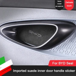 For BYD Seal DMi EV Atto 4 2022 2023 2024 4pcs Suede Car Inner Door Bowl Handle Patch Frame Trim Stickers Covers Auto Accessory