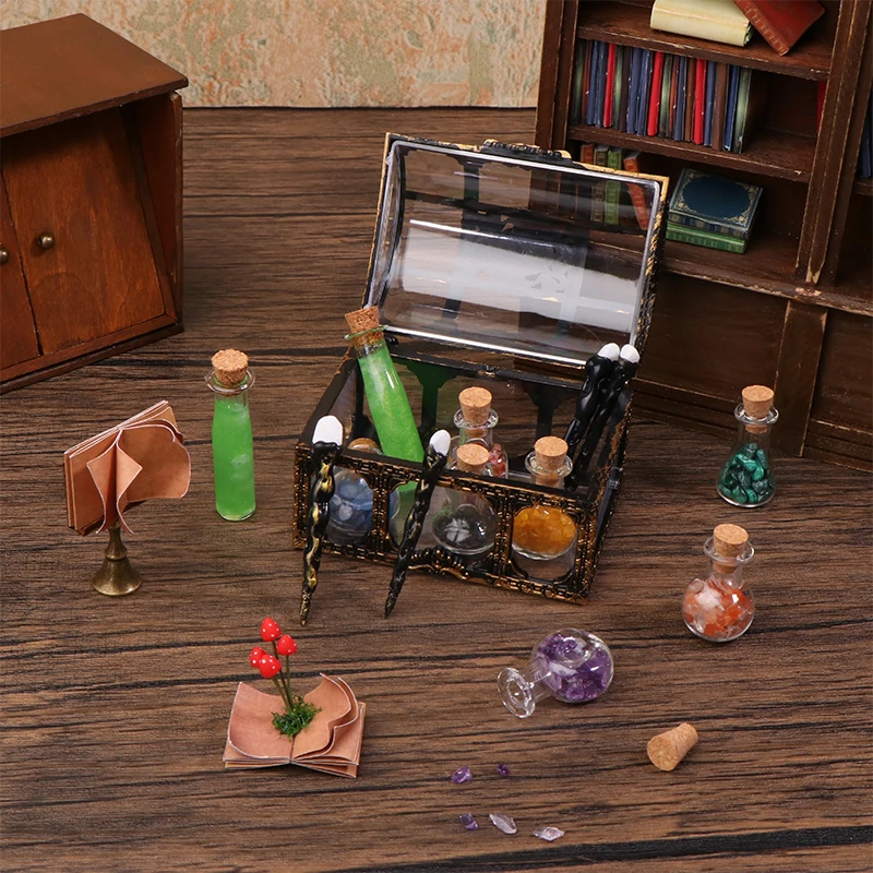Retro Magic Series Dollhouse Accessories Mini Magic Bottle Wand Combination Creative Wizarding World Scene Shooting Props