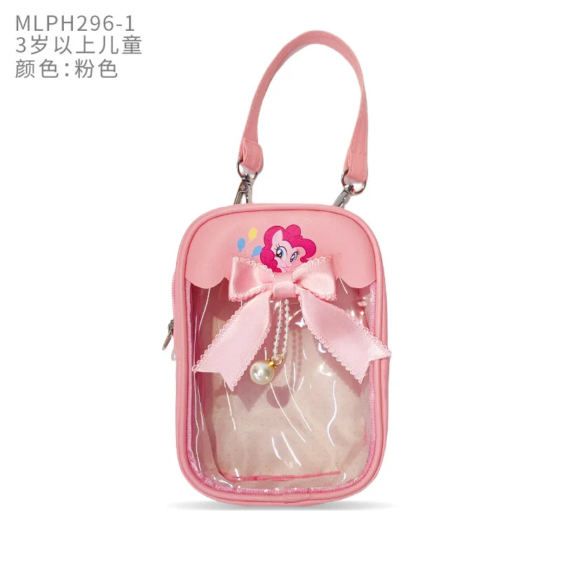 Kawaii My Little Pony Pinkie Pie Borsa a tracolla portatile per cartoni animati Borsa per cosmetici Borsa per cosmetici trasparente per bambola nuova Regalo di Natale