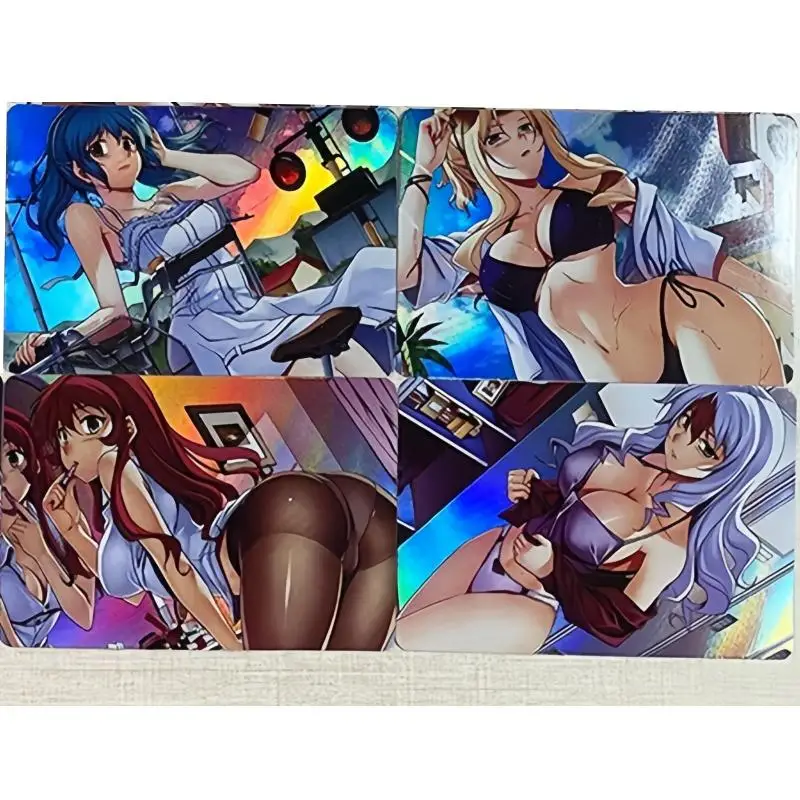 أنيمي فتاة فلاش بطاقة الملابس الداخلية والحرير الأسود لطيف ونقي سلسلة Diy 12 ورقة أنيمي جمع عمل دمى أشكال الهدايا