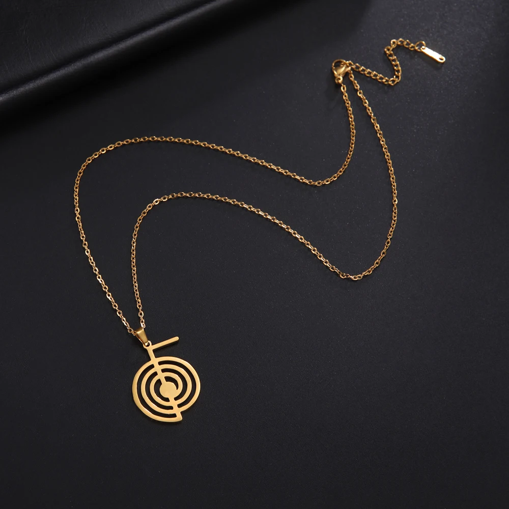 Reiki Cho Ku Rei Halskette Heilung Energie Yoga Power Anhänger Heilige Geometrie Schutz Amulett Edelstahl Schmuck Amulette für Glück und Schutz mächtige Amulette geistiger Schutz Reiki Heilmittel – Detail 14